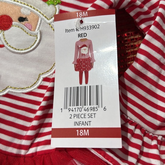 NWT Counting Daisy Christmas 2 pc outfit sz 18 mo. Santa face - Picture 6 of 6